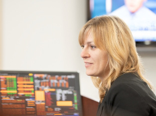 Woman working at her desk